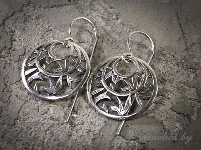 Серебряные серьги  круглые купить в Минске в магазине Минолита. 