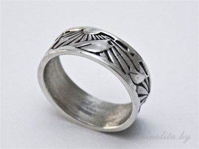 Серебряное кольцо женское простое с рисунком
