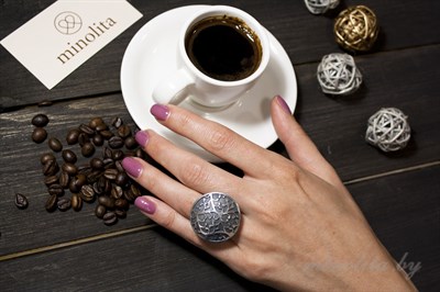 Серебряное кольцо женское дизайнерское с чернением