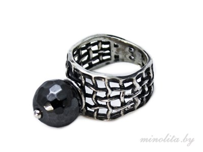 Серебряное кольцо с гематитом женское купить в Минске в ювелирном магазине Минолита