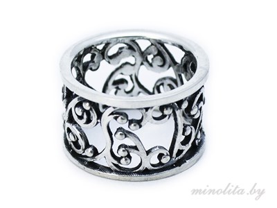 Серебряное кольцо широкое ажурное