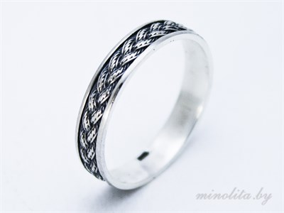 Серебряное кольцо узкое простое  косичка