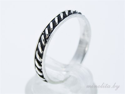 Серебряное кольцо узкое простое косичка