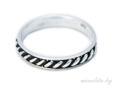 Серебряное кольцо узкое простое косичка
