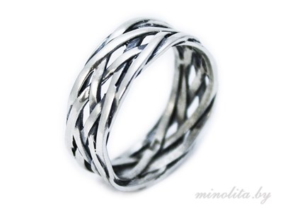 Мужское кольцо из серебра 925 пробы с плетением