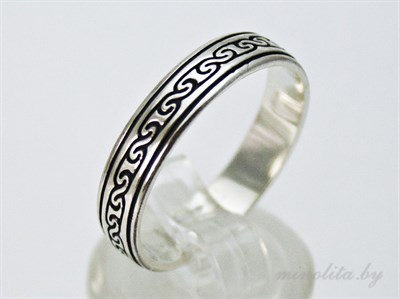Серебряное кольцо узкое с узором