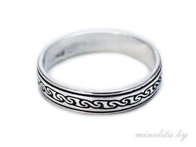 Серебряное кольцо узкое с узором