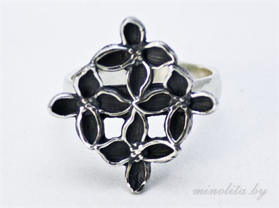 Серебряное кольцо простое цветы