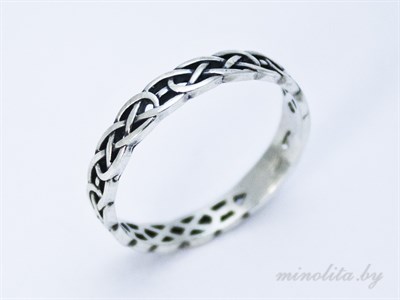 Серебряное узкое плетеное кольцо