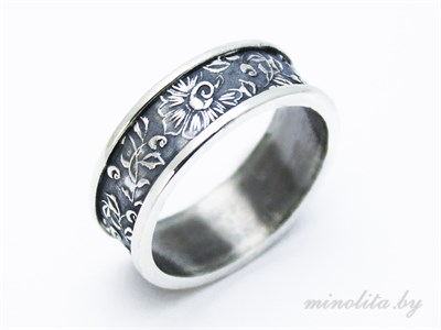 Серебряное кольцо с розами