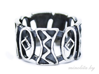 Серебряное широкое кольцо  в скандинавском стиле