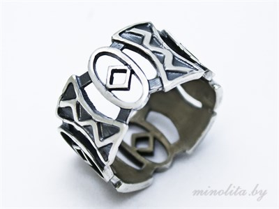 Серебряное широкое кольцо  в скандинавском стиле