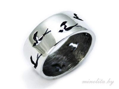 широкое кольцо с птицами 