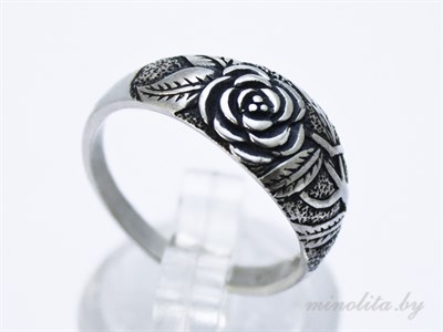 Серебряное кольцо с цветком розой