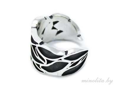 Серебряное модное кольцо с чернением