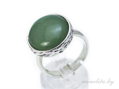 кольцо с натуральным камнем зеленый нефрит
