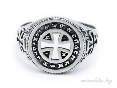 Серебряное кольцо печатка с крестом